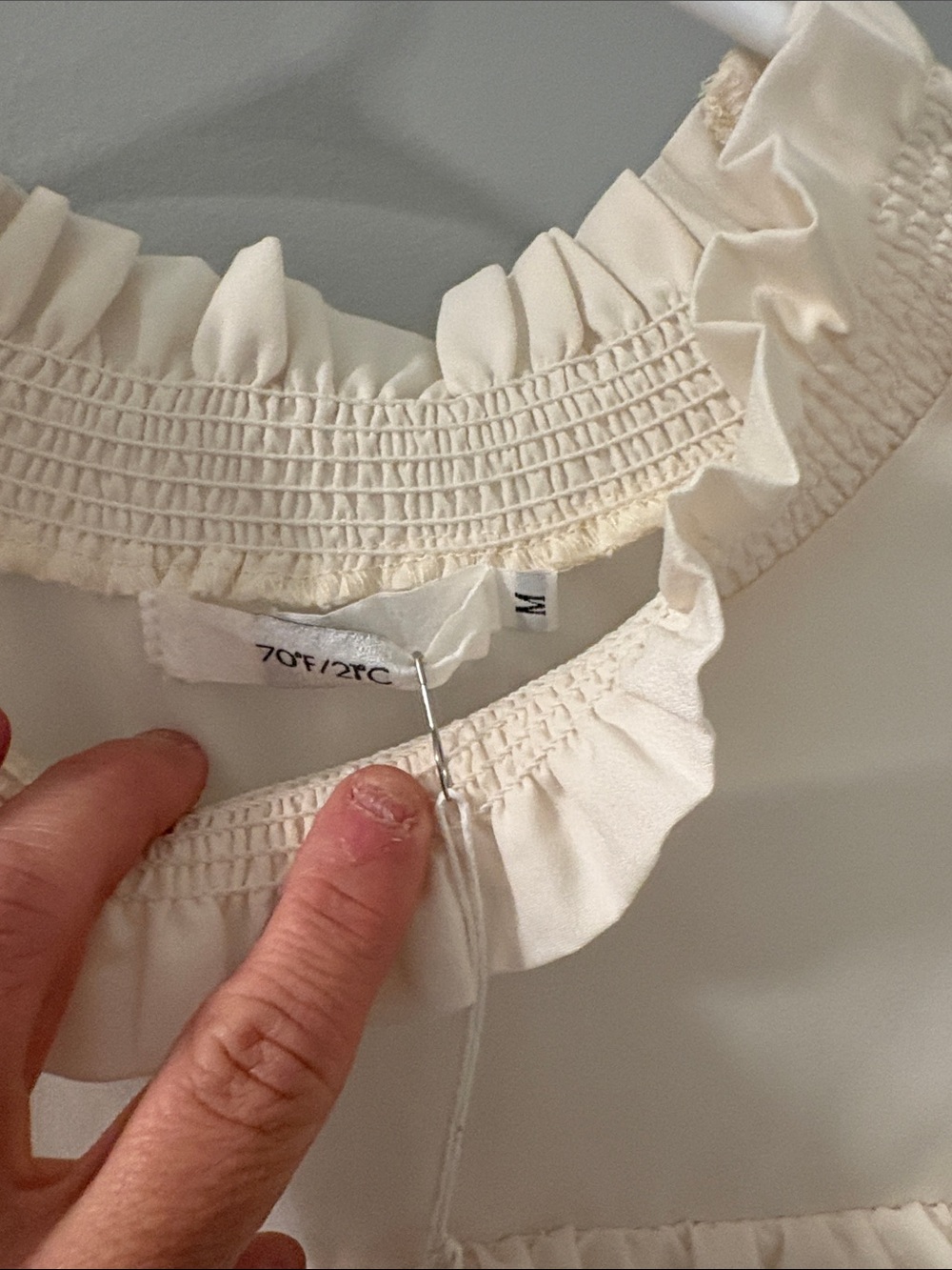 70/21 Cream Ruffle Knit-Front Top - Picture 6 of 8
